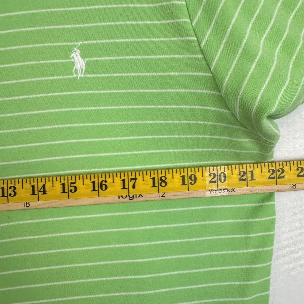 Polo‎ Ralph Lauren Striped Polo Shirt Men's Large Green Good Custom Fit
